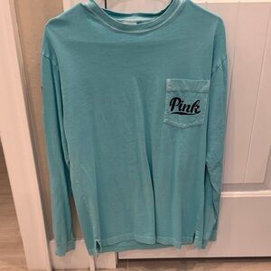 Pink Long Sleeve Blue Shirt